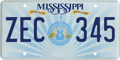 MS license plate ZEC345