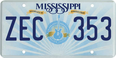 MS license plate ZEC353