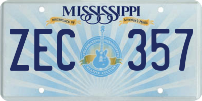 MS license plate ZEC357