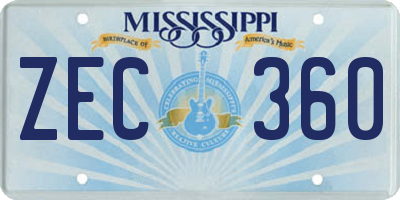 MS license plate ZEC360