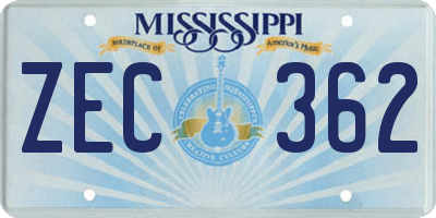 MS license plate ZEC362