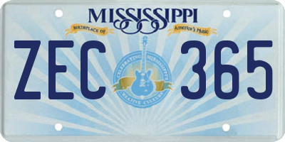 MS license plate ZEC365