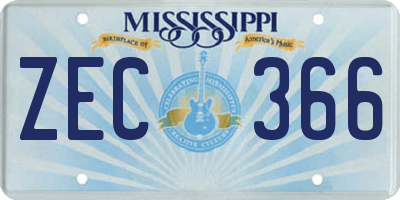 MS license plate ZEC366