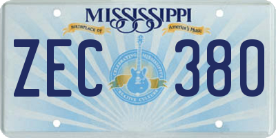 MS license plate ZEC380