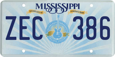 MS license plate ZEC386