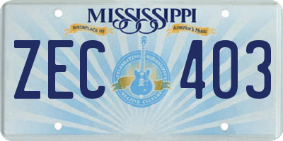 MS license plate ZEC403