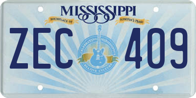 MS license plate ZEC409