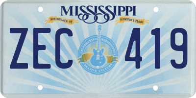 MS license plate ZEC419