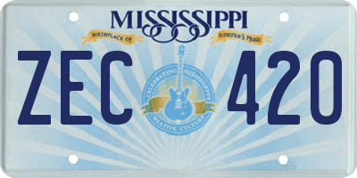 MS license plate ZEC420