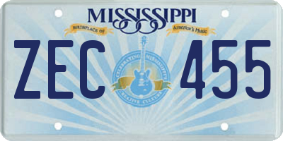 MS license plate ZEC455