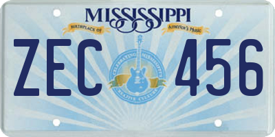 MS license plate ZEC456