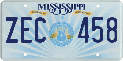 MS license plate ZEC458