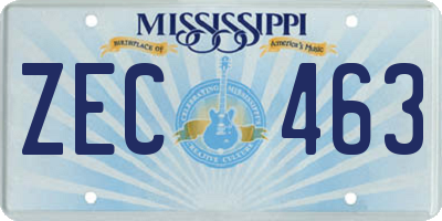 MS license plate ZEC463