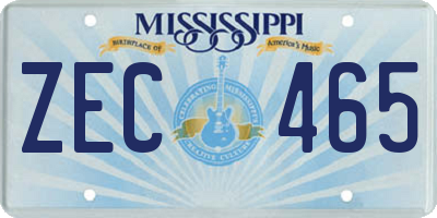 MS license plate ZEC465