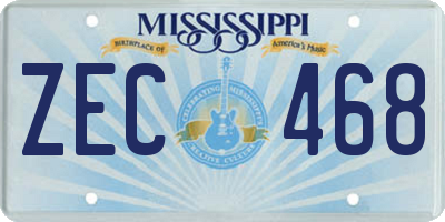 MS license plate ZEC468