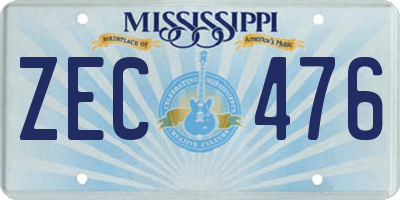 MS license plate ZEC476