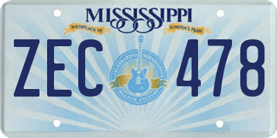 MS license plate ZEC478