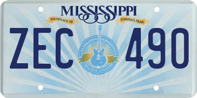 MS license plate ZEC490