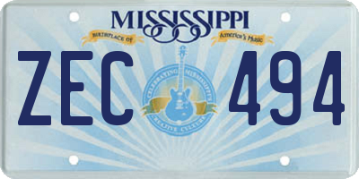 MS license plate ZEC494