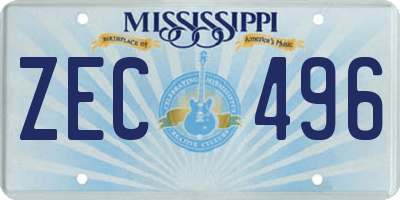 MS license plate ZEC496