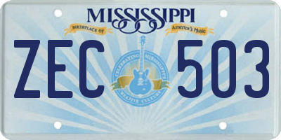 MS license plate ZEC503
