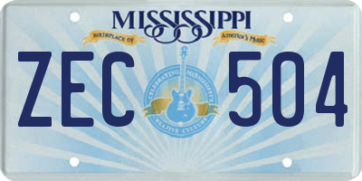 MS license plate ZEC504