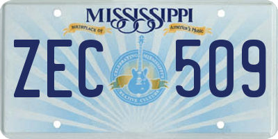 MS license plate ZEC509