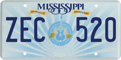 MS license plate ZEC520
