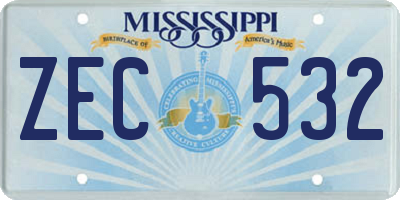 MS license plate ZEC532