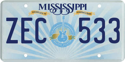 MS license plate ZEC533
