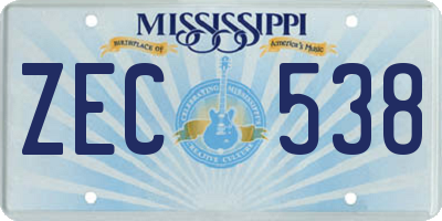 MS license plate ZEC538