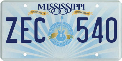 MS license plate ZEC540