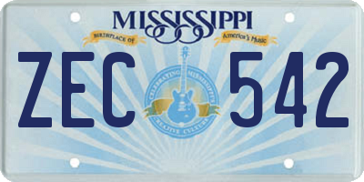 MS license plate ZEC542