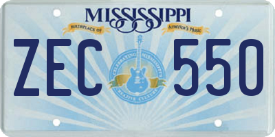 MS license plate ZEC550