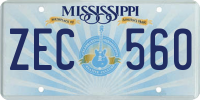 MS license plate ZEC560