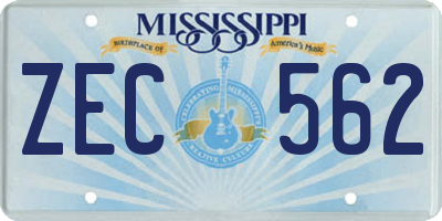 MS license plate ZEC562