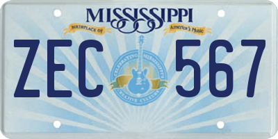 MS license plate ZEC567