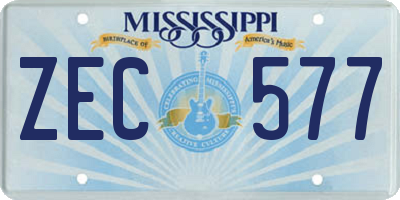 MS license plate ZEC577