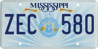 MS license plate ZEC580