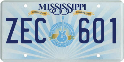 MS license plate ZEC601
