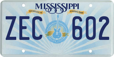 MS license plate ZEC602