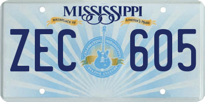 MS license plate ZEC605
