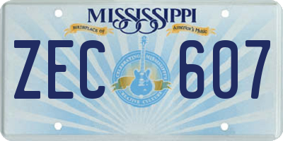 MS license plate ZEC607