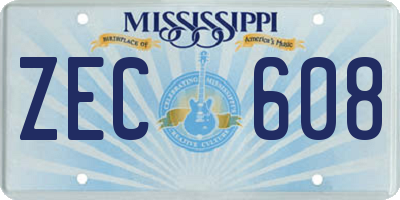 MS license plate ZEC608
