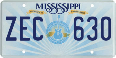 MS license plate ZEC630
