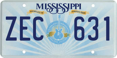 MS license plate ZEC631