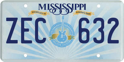 MS license plate ZEC632