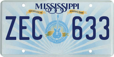 MS license plate ZEC633