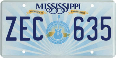 MS license plate ZEC635