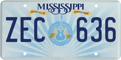 MS license plate ZEC636